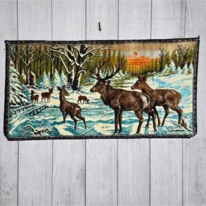 VTG Woven Deer Forest Wall Tapestry | 38.5” x 19.5” Cabin Lodge Decor